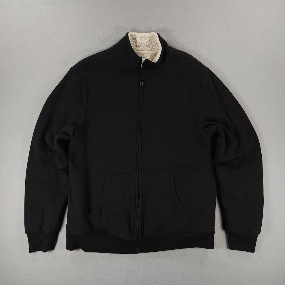 Old Navy Jacket Mens Medium Black Sherpa Lined Full Zip Bomber Jacket